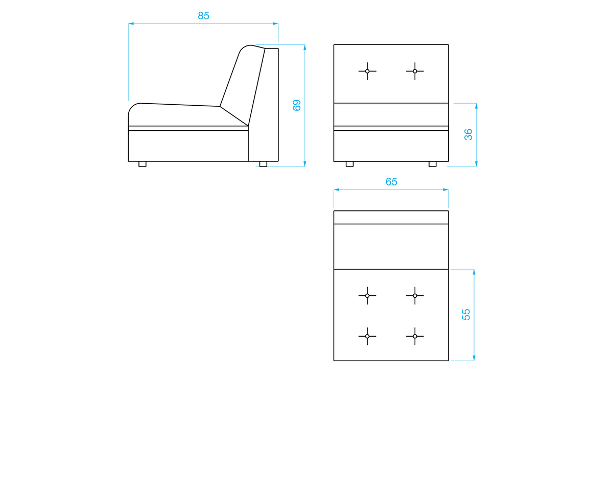 Module de canapé en tissu ou en velours, Stanley