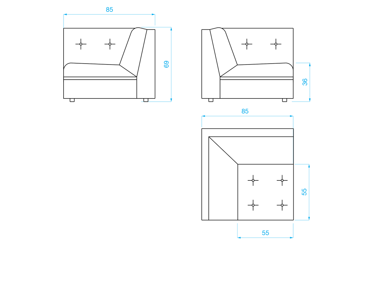 Module de canapé en tissu ou en velours, Stanley