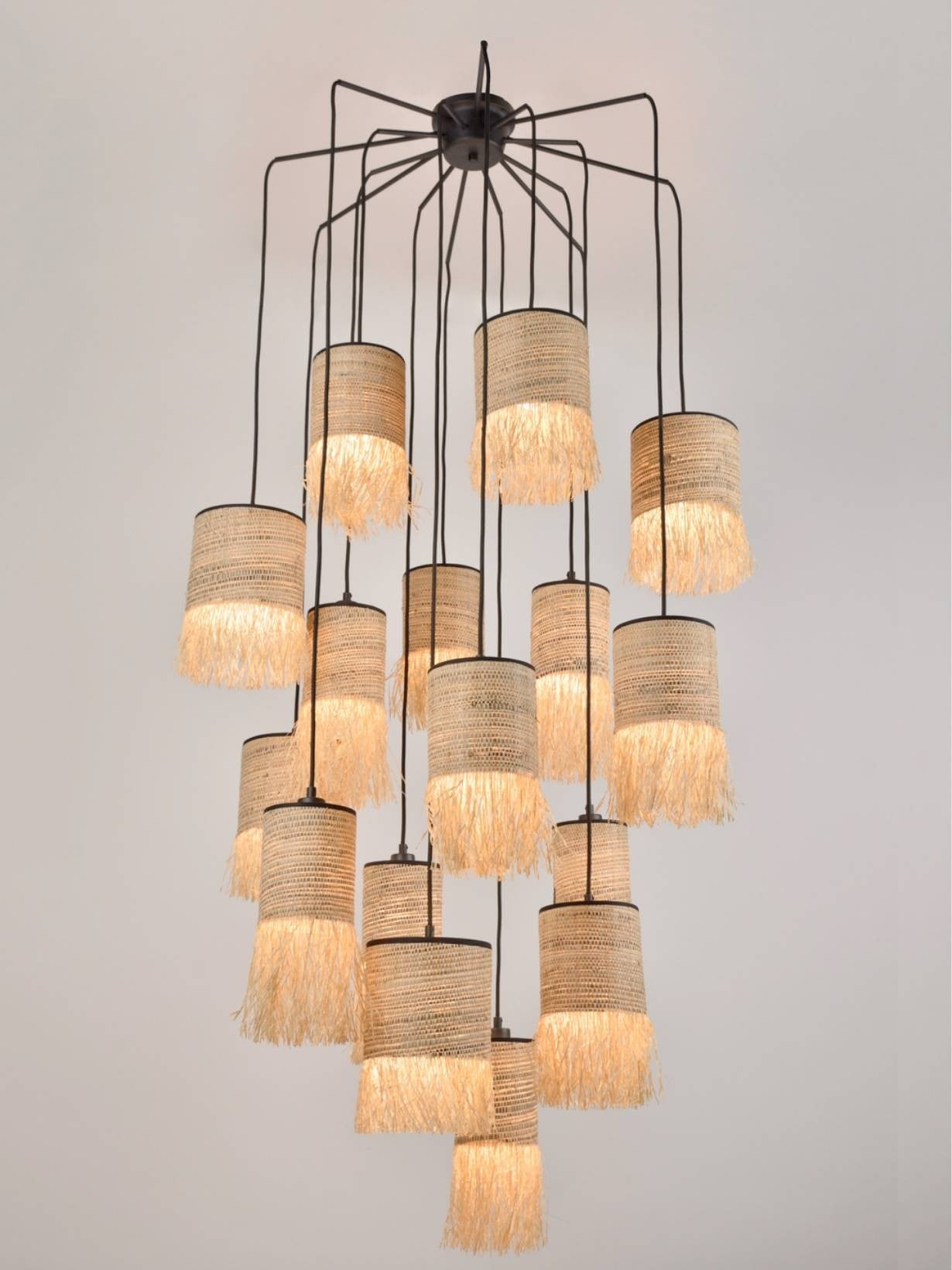 Suspension en raphia et bana, Formentera grappe 16L