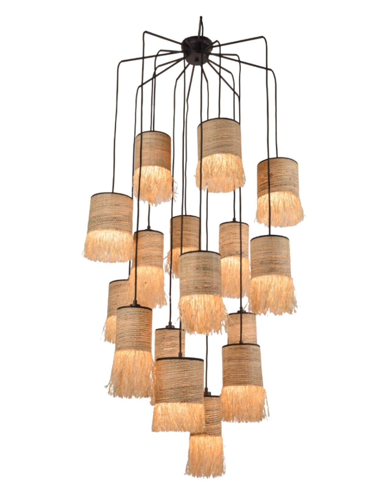 Suspension en raphia et bana, Formentera grappe 16L