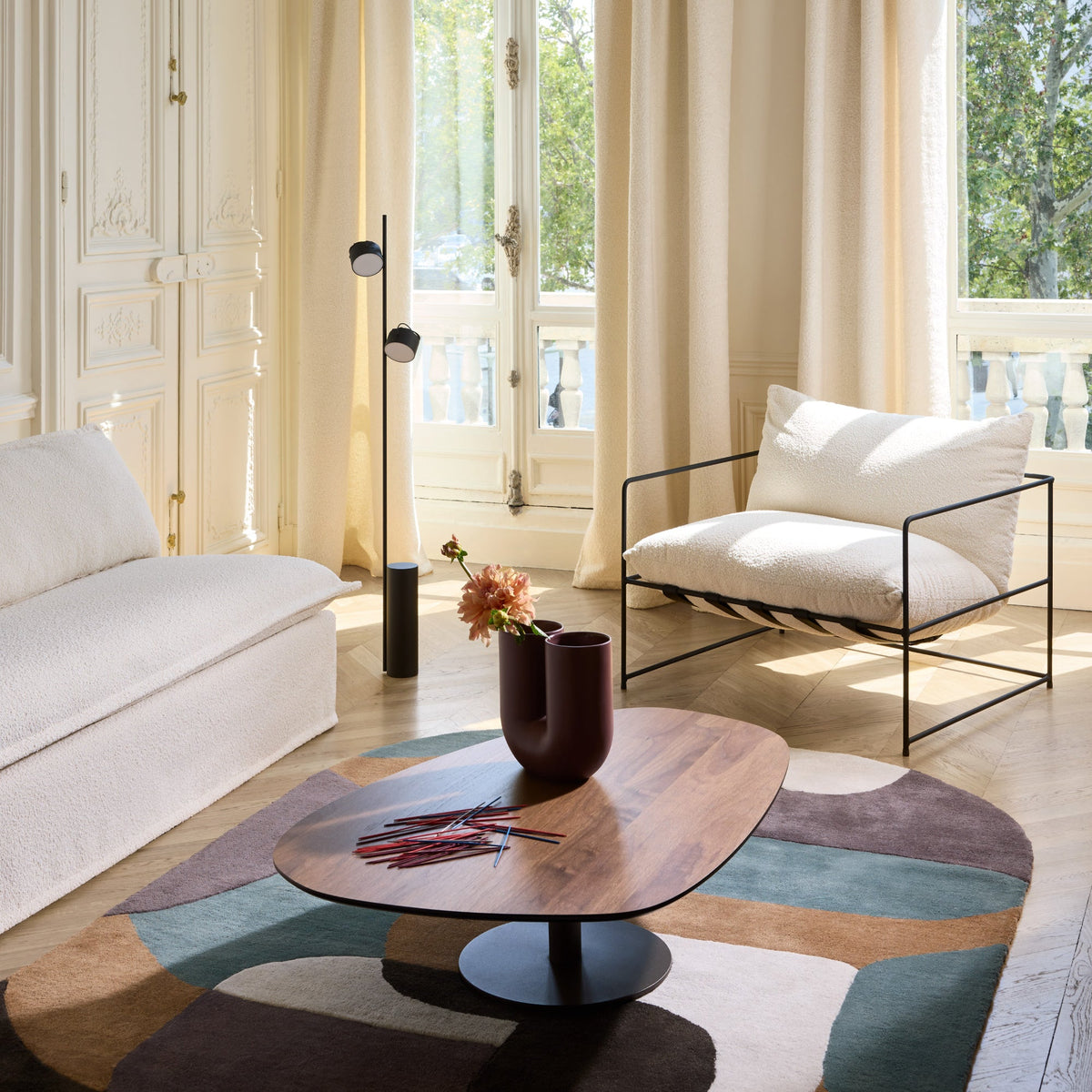 Table basse ISMERIA noyer et bronze