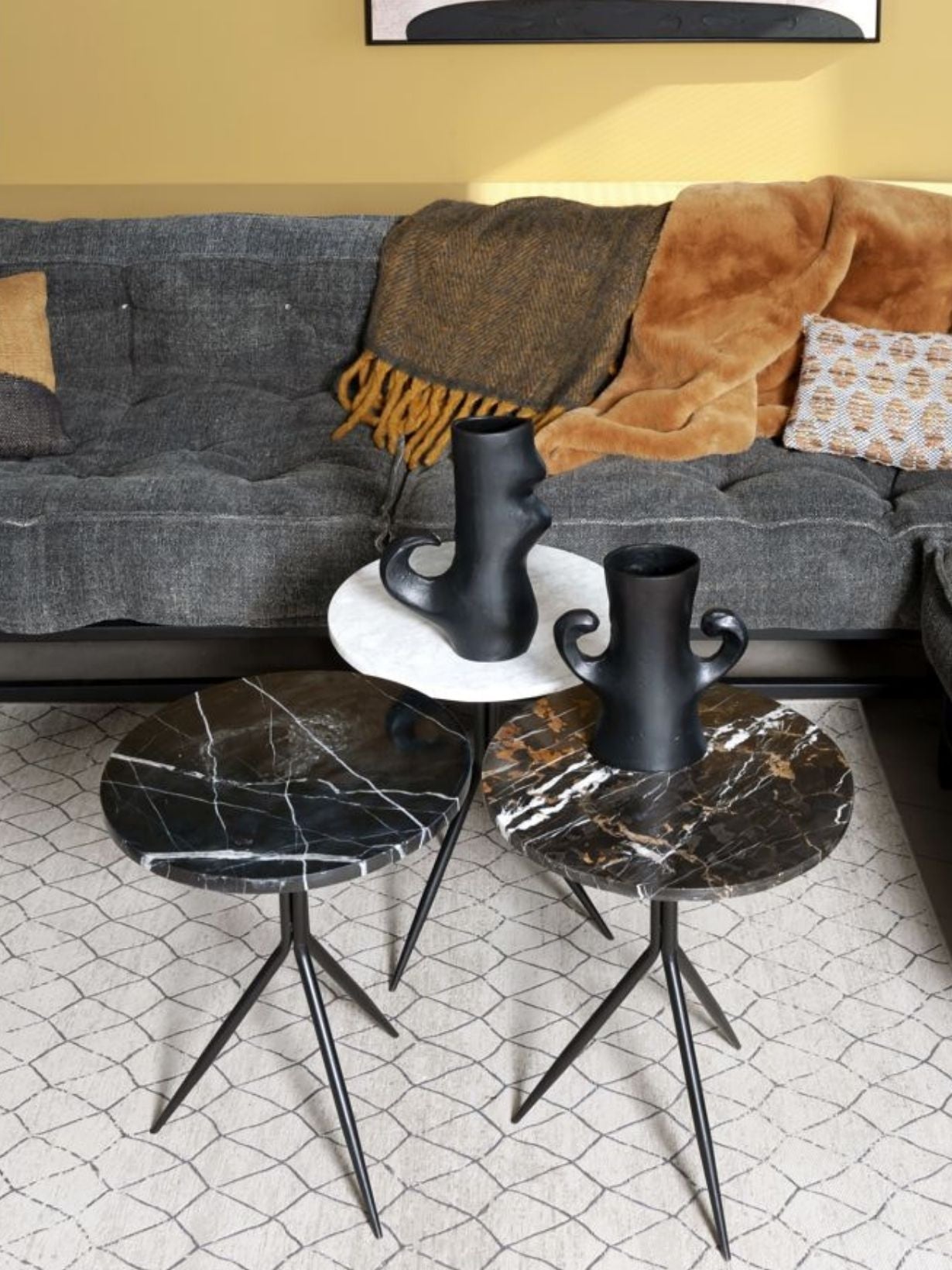 Table d'appoint en marbre et métal, Dana
