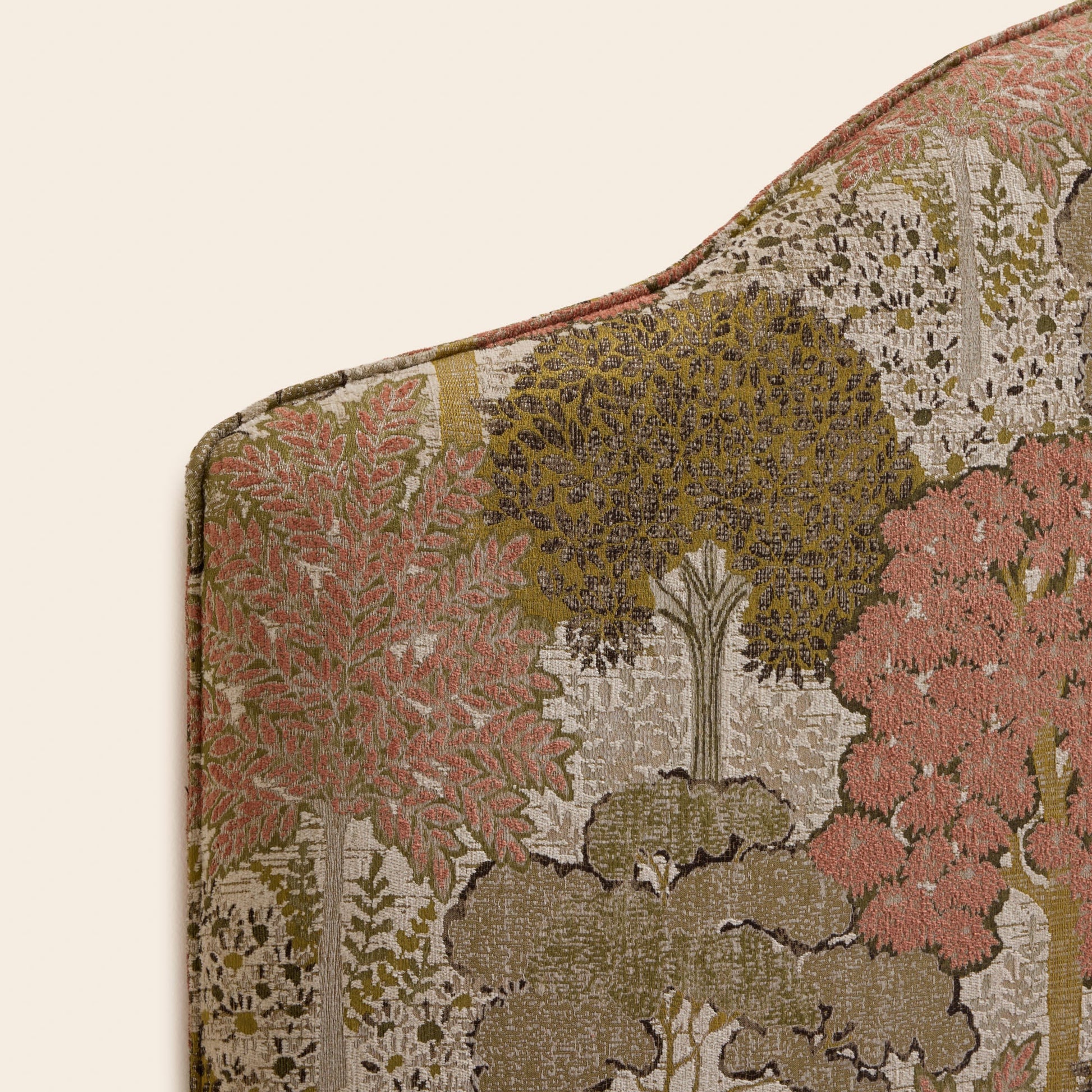 Tête de lit tapissée CEPHEE alisia naturel et rose orangé