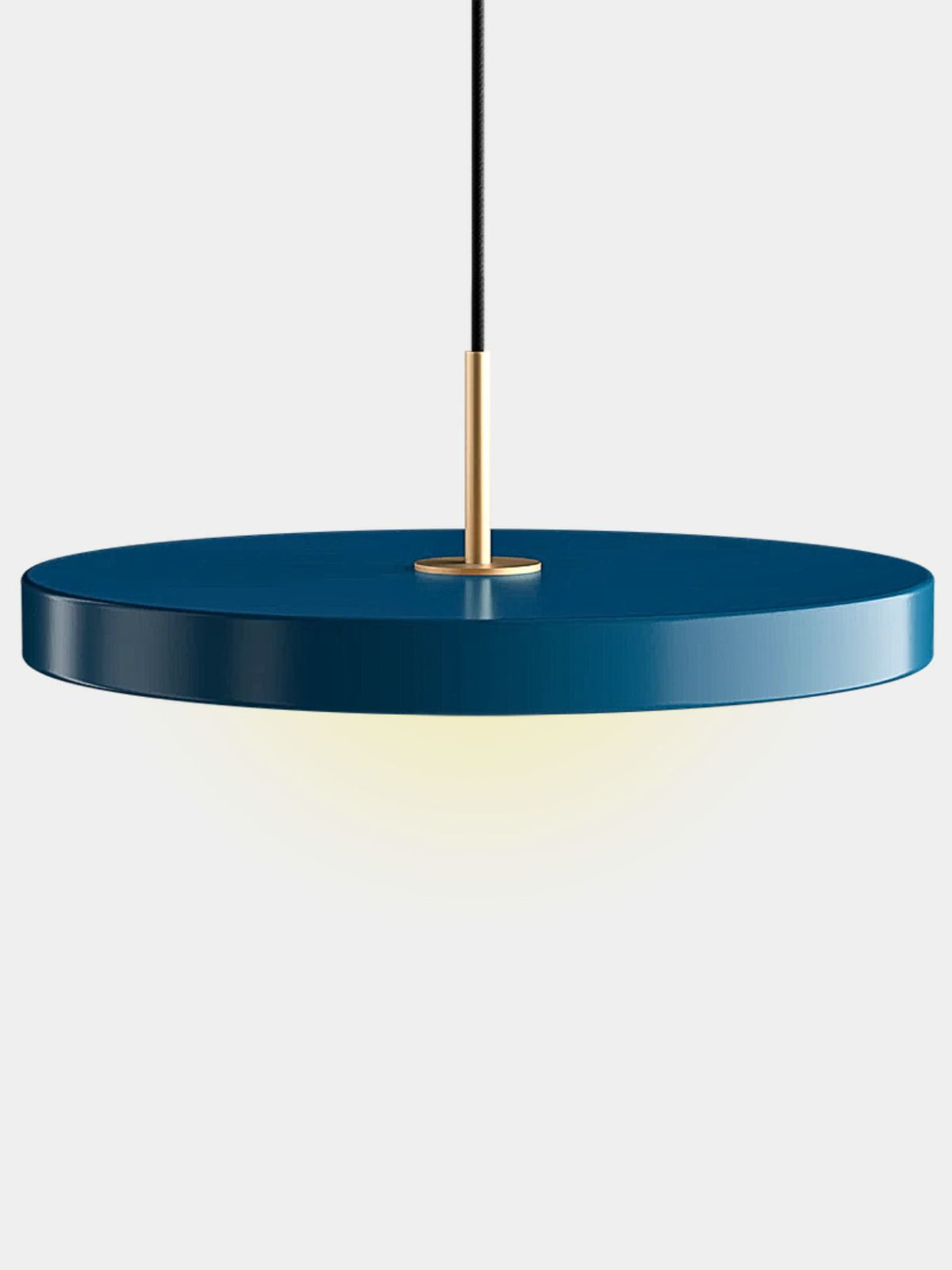 Suspension LED bleu pétrole avec détail en laiton, Asteria