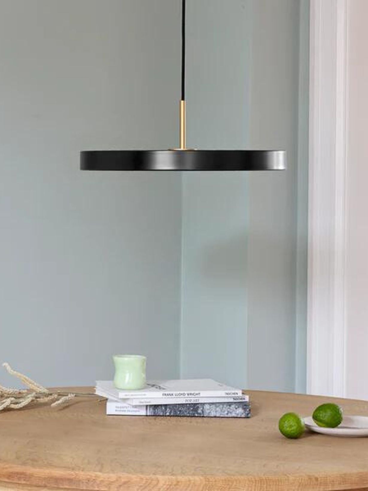 Suspension LED noir avec détail en laiton, Asteria