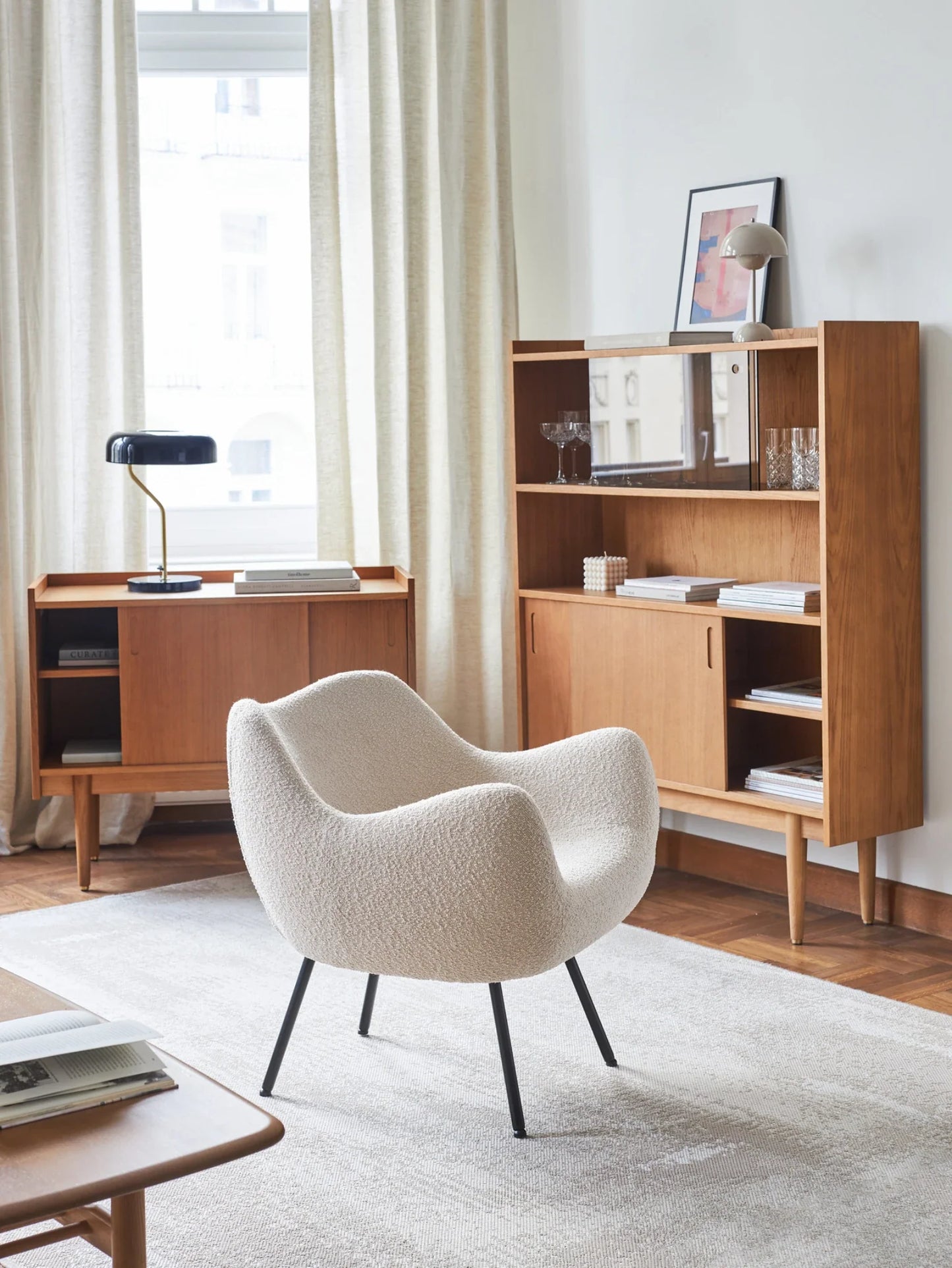 RM58 Soft Armchair in Boucle Mustard