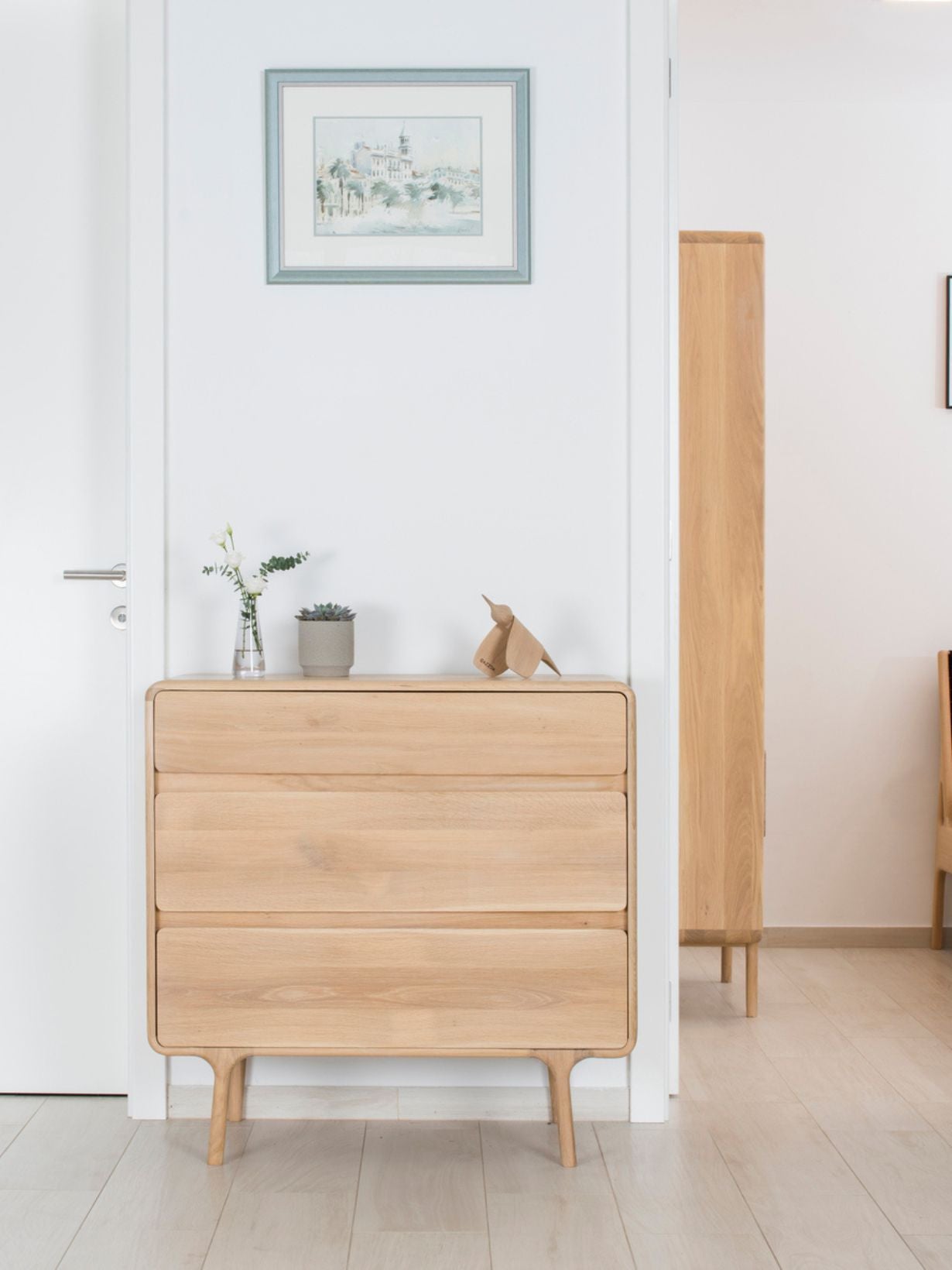 Commode en chêne blanchi huilé 3 tiroirs, Fawn