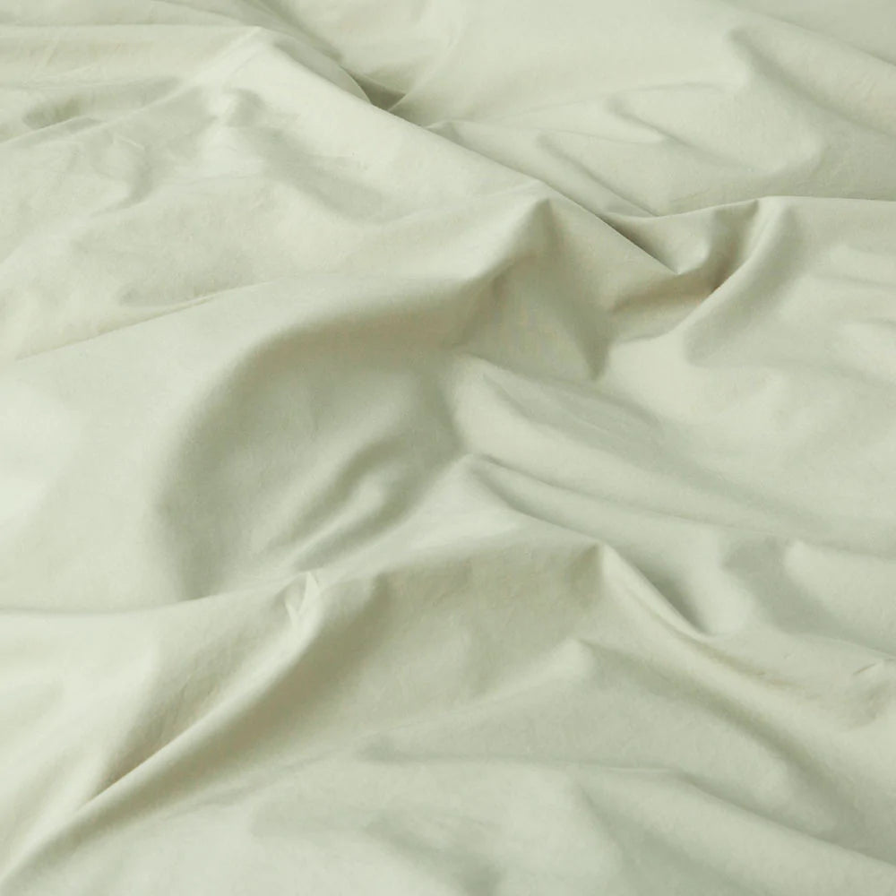 Parure de lit en percale de coton lavé - Sauge