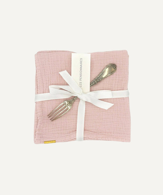 Serviettes de table en double gaze de coton (lot de 2) - Rose délicat