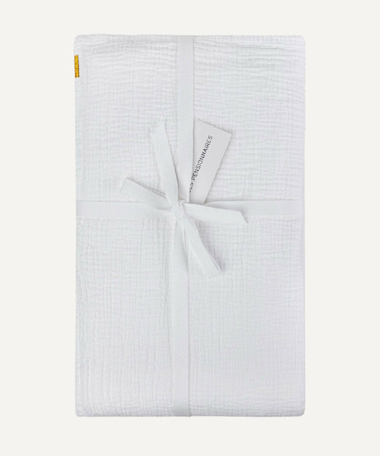 Drap plat en double gaze de coton - Blanc Immaculé