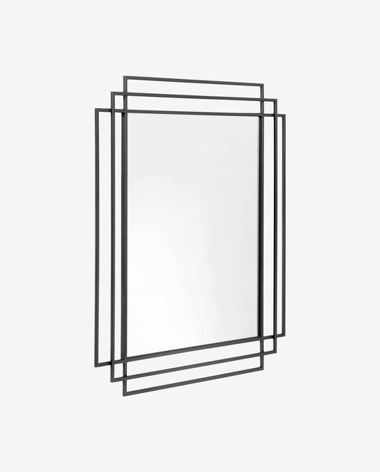 Miroir Art déco en métal noir, Square