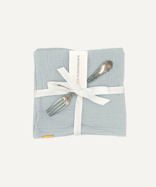 Serviettes de table en double gaze de coton (lot de 2) - Bleu Subtil